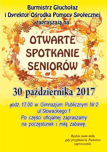 Zaproszenie Na Otwarte Spotkanie Seniorów